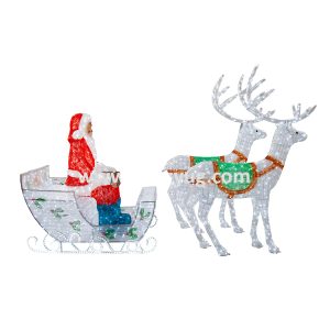 DeerX2+Sled+Santa, With LED Light, Waterproof, Deer:150x36x210cm With 1200LED, Sled: 200x95x100cm With 1200LED, Santa: 76x91x150cm, 800LED