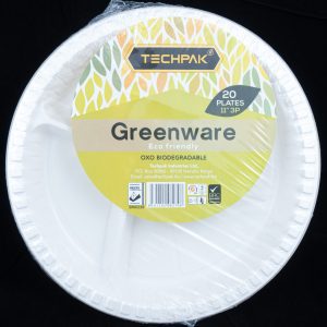 Disposable Plate 11 Inch 3 Partition White (Sw Packing) - Pack Of 25 Pcs