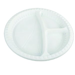 Disposable Plate 9 Inch 3 Partition White (Sw Packing) - Pack Of 25 Pcs