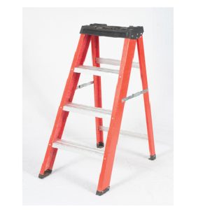 Fiberglass Step Ladder With Aluminium Steps - 4 Steps Red, Yellow