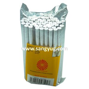 10MM * 197 MM Paper Recyclable Drinking Straw, Bulk Pack Of 50 Silver Design Silver