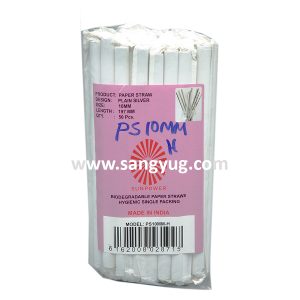 10MM * 197 MM Paper Recyclable Drinking Straw, Single Hygienic Packing, Pkt Of 50 Silver Design Silver