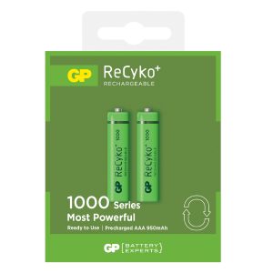 GP 1000Mah Recyko+Pro NiMh Rechargable Batteries AAA, Ready To Use, Pack Of 2