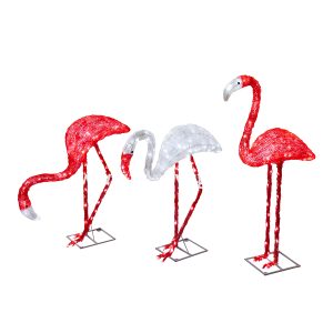 LED Light Statue Flamingo Family, Flamingo 1?73*23*91cm - 150pcs LED Lighting StringsFlamingo 2?77*21*93cm - 150pcs LED Lighting Strings  Flamingo 3?68*21*39cm - 150pcs LED Lighting String, Waterproof
