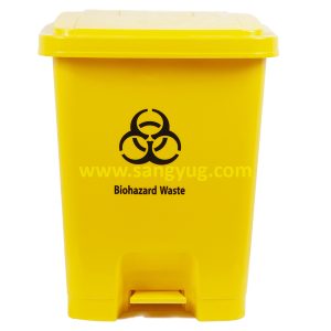 60L Medical Pedal Dustbin, 45by40by57cm, Yellow,Biohazard Waste