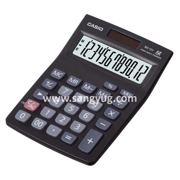 MX-12B-BK Desk Top Calculator 12 Digits Casio 2 Way