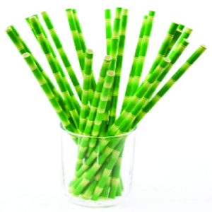 St-Paper Straw Bamboo Print 8 X 230 Mm, Pack Of 100 Pcs