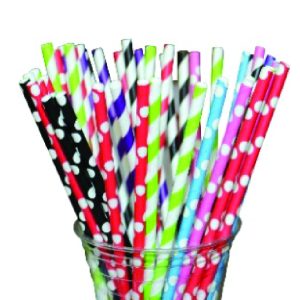 St-Retail Paper Straw Mix 8 Colors 6 X 197 Mm, Pack Of 25 Pcs