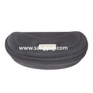 Sunglass Case Black Embossed Hard, With Silver Ruby Sports On It