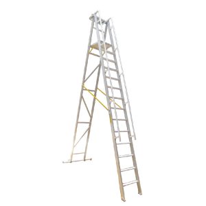 Aluminium Folding Platform And Step Ladder, With Extra Working Platform, 2.5M Standing Height