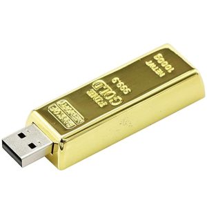 16Gb Flash Disk, Gold Ingot Bar Retractable