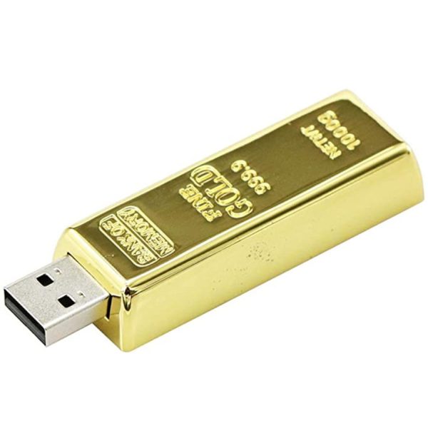 16Gb Flash Disk, Gold Ingot Bar Retractable