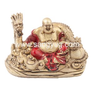Buddha Sitting Red Gown With Dragon in Red Box