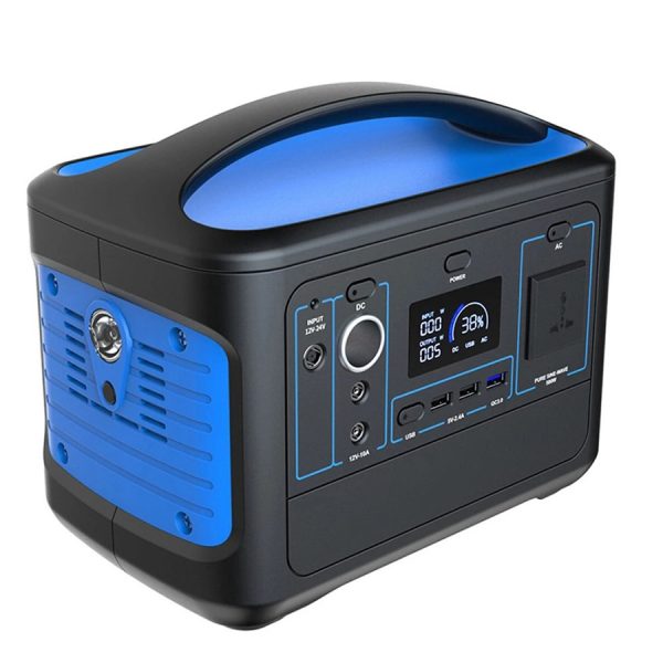 Portable Power Station 500W With 153600mah Lithium Battery Bank, Solar Input Feature, Output : AC,DC & USBX3 Output, Digital Display, Blue