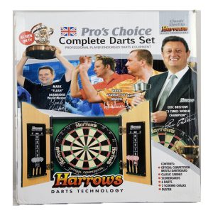 Dartboard Pro.Includes Cabinet,2 Sets Darts,1 Dartboard,Chalk And Duster And Score Board Harrows