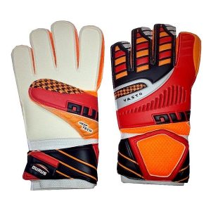 Goal Keeper Gloves Machine Stitched With Elastic Binding At Cuffand Latex Grip-Medium Ex-Large Striker White/Red/Black