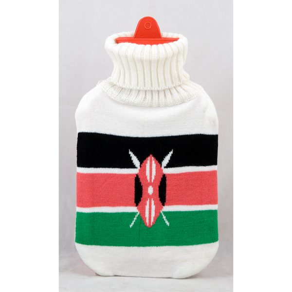 2000Ml Hot Water Bag / Bottle With Knit Cover Kenya Flag Design - Image 2