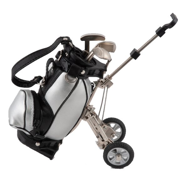 Desk Set 3 Golf Shaped Pens Holder In Golf Bag + Trolley A0114 - Image 2