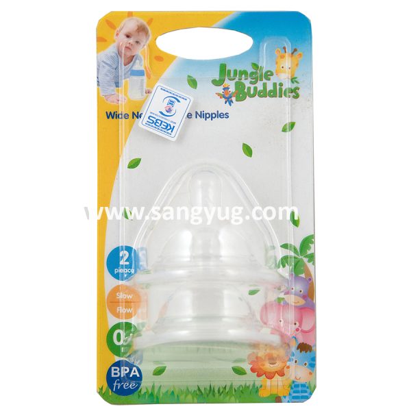 2 Packs Wide Neck Silicone Nipple (S,M,L) Jungle Buddies Silicone