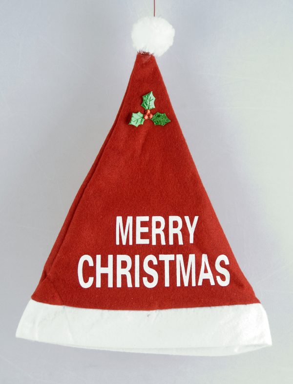 Christmas Hat With Written Merry Christmas Size:29*38Cm Red