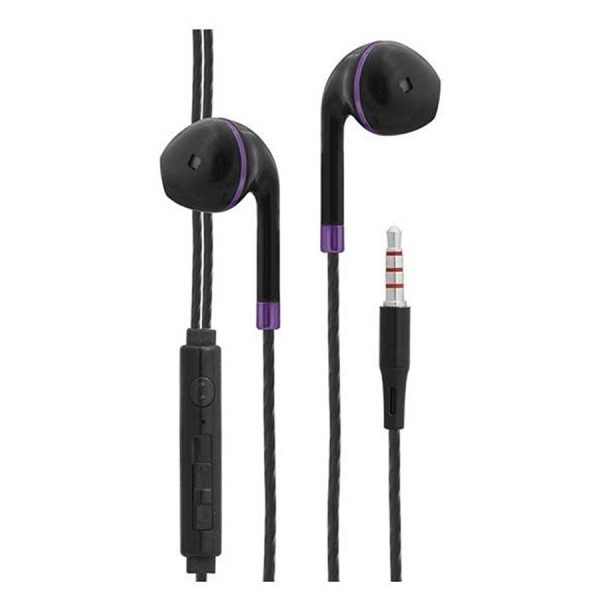 Cliptec Fiesta-Sonic Multimedia Earphone with Microphone and Controller (Purple)