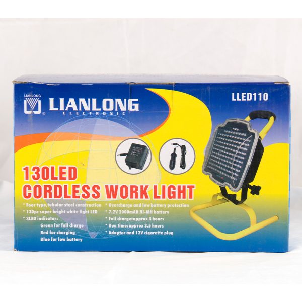 Cordless Worklight, Rechargable, 130Led