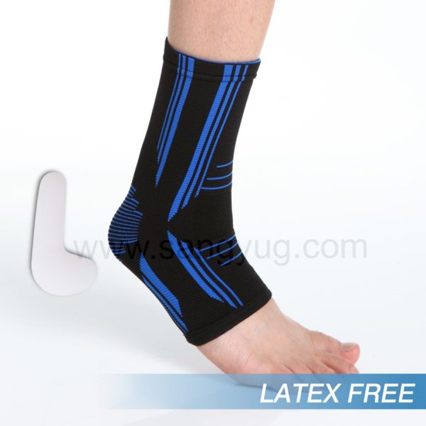 Active Blue Ankle w. Gel Pads (Lycra, Blue & Black) Medium