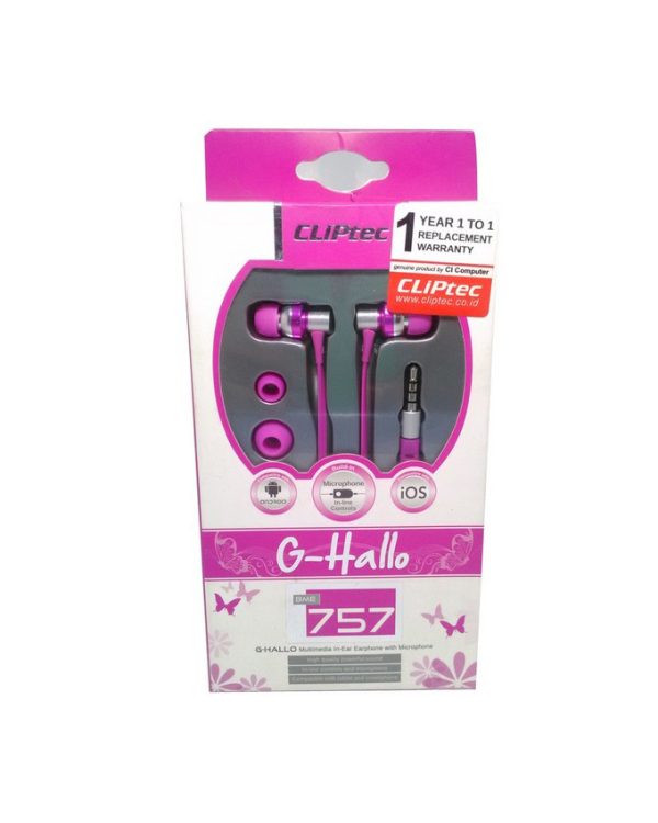 Hallo- In Ear Earphone With Microphone Cliptec Blue - Image 2