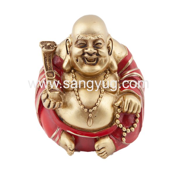 Golden Buddha With Red Cloth Sitting, With Gift Box