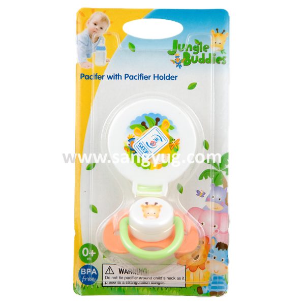 Pacifier With Silicone Baglet & Pacifier Holder Jungle Buddies Pp, Silicone, Baglet