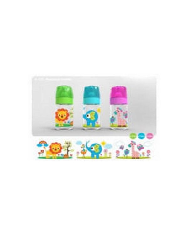 Wide Neck Bottle, W/ Silicone Nipple And Star Hood 8Oz Jungle Buddies - Image 2