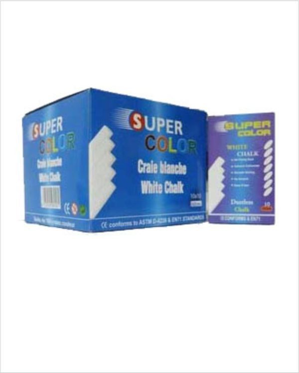 White Dustless Chalk. 1 Outer Has 10Pkts. Each Pkt Has 10 Sticks.