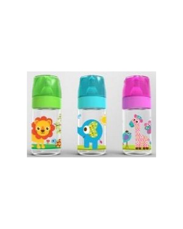 Wide Neck Bottle, W/ Silicone Nipple And Star Hood 8Oz Jungle Buddies